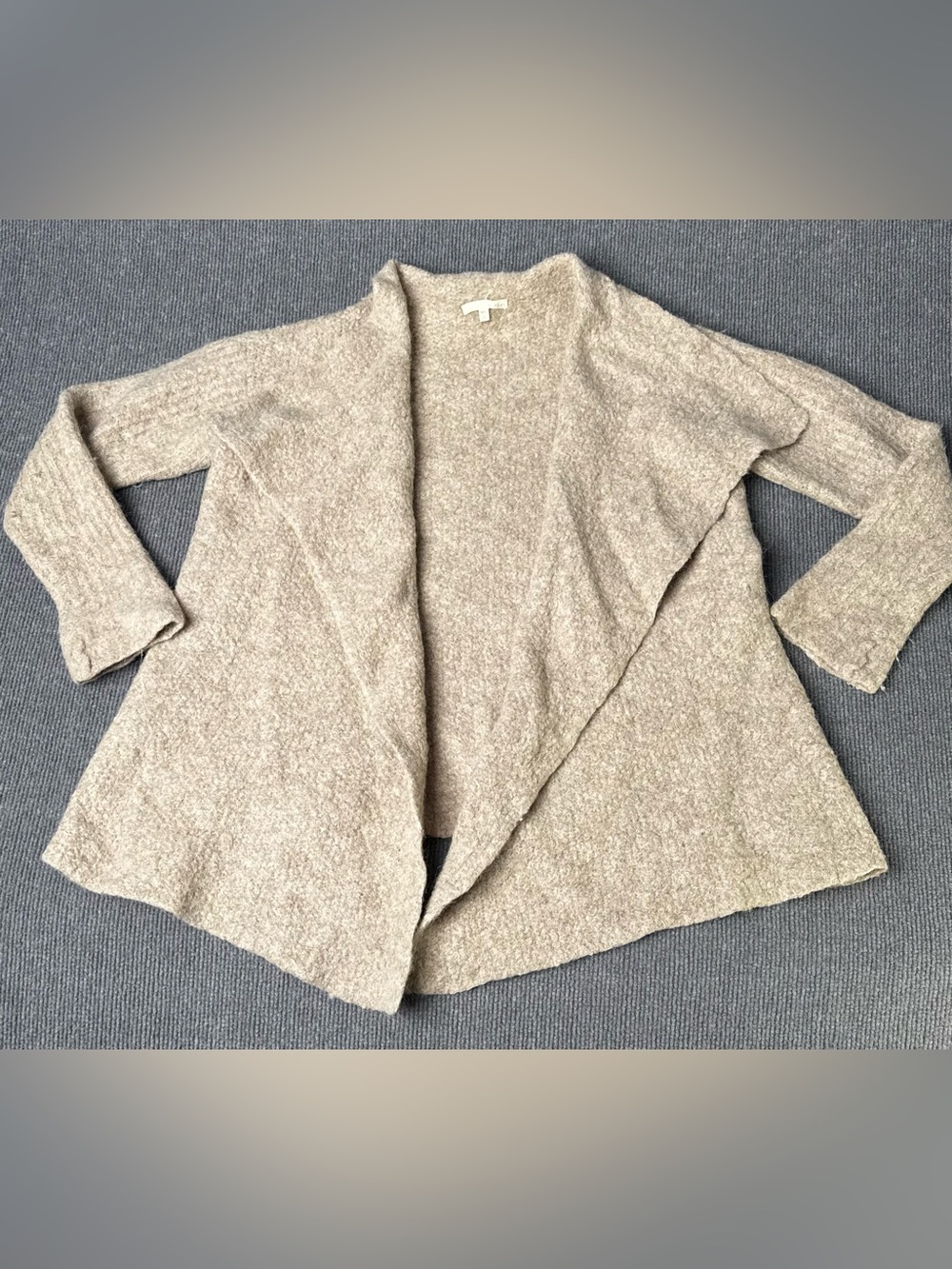 SKIN Cardigan Womens M/L Beige Alpaca Blend Open Front Draped Sweater Cozy